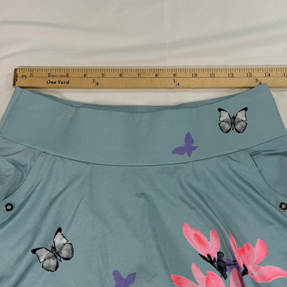 Jamie Sadock Blue Butterfly Floral Golf Skort SZ 6 Activewear Skirt snap pockets - Picture 10 of 10
